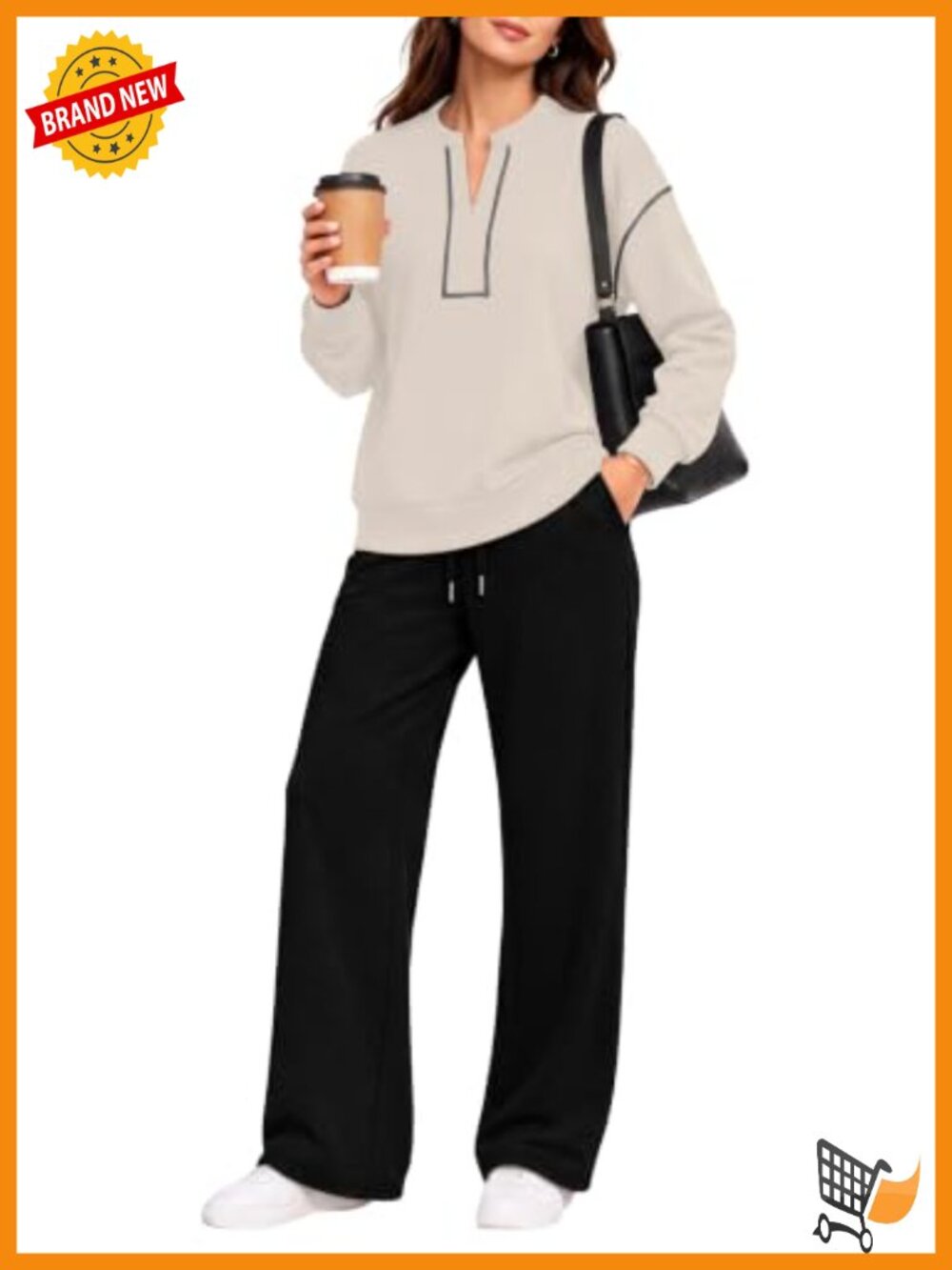 Women's 2 Piece Lounge Set Half-Zip Pullover Wide-Leg Pants